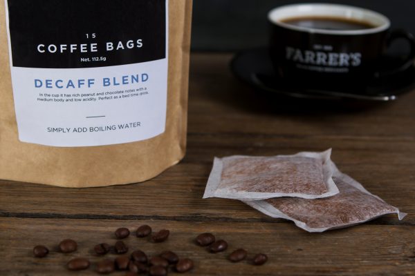 Decaffeinated coffee bag
