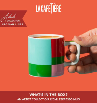 La Cafetière Ceramic Espresso Cup, Green Utopian Lines, 120ml